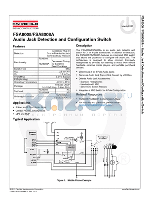 FSA8008UMX datasheet - Audio Jack Detection and Configuration Switch