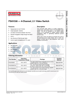 FSAV330MTCX_10 datasheet - 4-Channel, 2:1 Video Switch