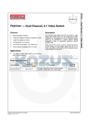 FSAV331MTCX_10 datasheet - Dual-Channel, 4:1 Video Switch
