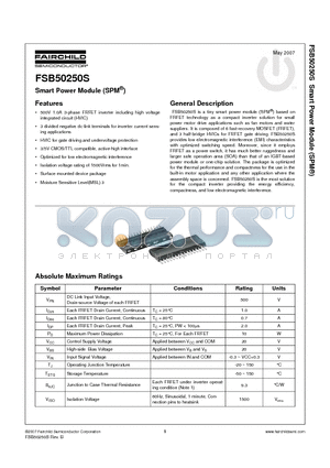 FSB50250S_0705 datasheet - Smart Power Module (SPM^)