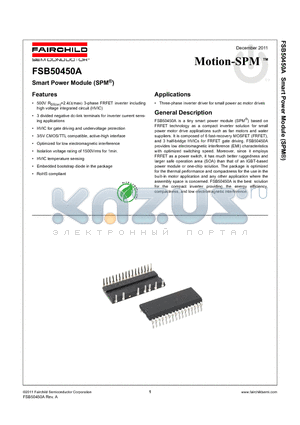 FSB50450A datasheet - Smart Power Module (SPM^)