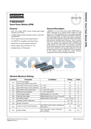 FSB50550T datasheet - Smart Power Module (SPM)
