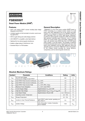FSB50550T_07 datasheet - Smart Power Module (SPM^)