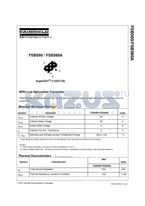 FSB560_01 datasheet - NPN Low Saturation Transistor