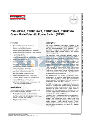 FSBH0170ANY datasheet - Green Mode Fairchild Power Switch