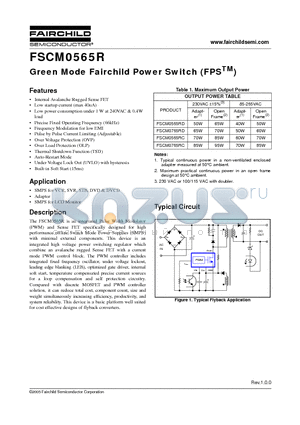 FSCM0565R datasheet - Green Mode Fairchild Power Switch (FPS)