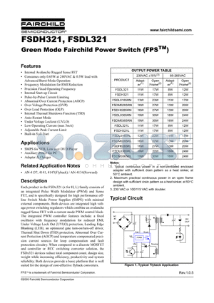 FSDH321 datasheet - Green Mode Fairchild Power Switch (FPS TM)