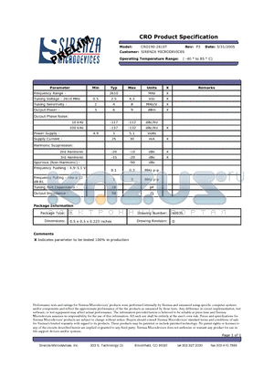 CRO190-2610T datasheet - CRO Product Specification