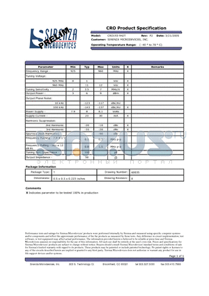 CRO193-942T datasheet - CRO Product Specification