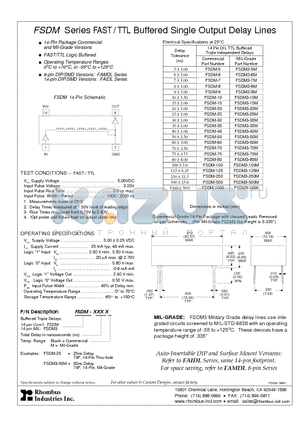 FSDM3-125M datasheet - FSDM Series FAST / TTL Buffered Single Output Delay Lines