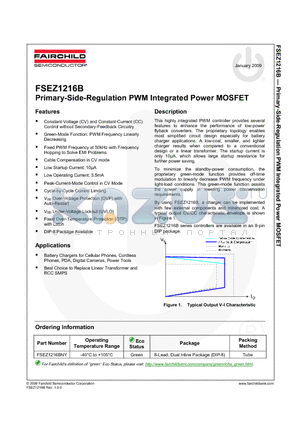 FSEZ1216BNY datasheet - Primary-Side-Regulation PWM Integrated Power MOSFET