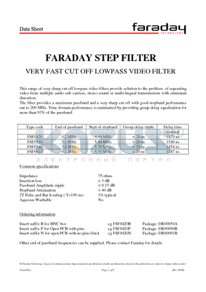 FSF0540 datasheet - FARADAY STEP FILTER