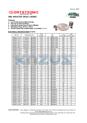 DR353-1-124 datasheet - SMD INDUCTOR