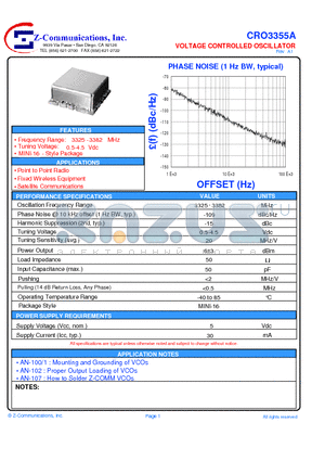 CRO3355A datasheet - VOLTAGE CONTROLLED OSCILLATOR