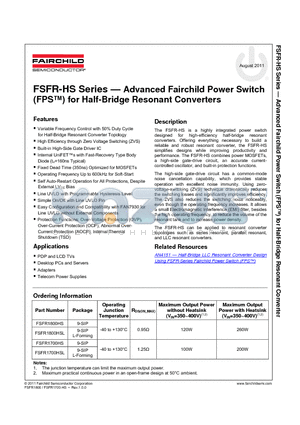 FSFR1800HSL datasheet - FSFR-HS Series  Advanced Fairchild Power Switch(FPS)