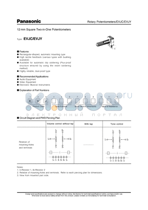 EVJC20 datasheet - 12mm Square Two-in-One Potentiometers