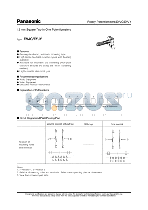 EVJY81 datasheet - 12mm Square Two-in-One Potentiometers