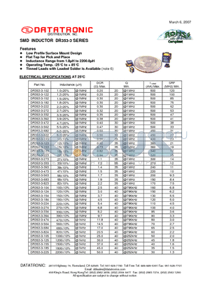 DR353-3-122 datasheet - SMD INDUCTOR