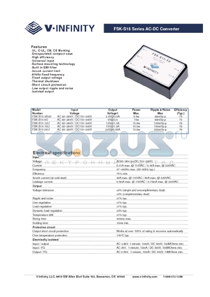 FSK-S15-12U datasheet - FSK-S15 Series AC-DC Converter