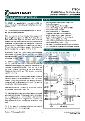 EVM7804BHFT datasheet - 133 MHZ Quad Pin Electronics Driver and Window Comparator
