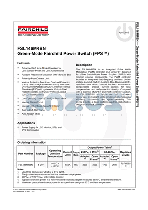 FSL146MRBN datasheet - Green-Mode Fairchild Power Switch (FPS)