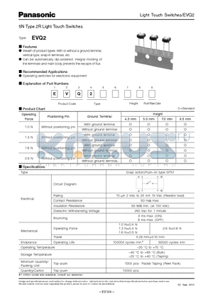 EVQ21409K datasheet - 5N Type 2R Light Touch Switches