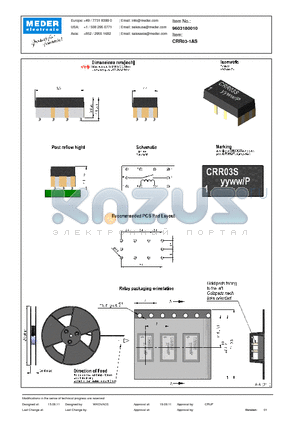 CRR03-1AS datasheet - CRR Reed Relay