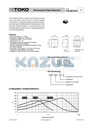 FSLM2520-181-K datasheet - Wirewound Chip Inductors