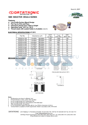 DR353-4-222 datasheet - SMD INDUCTOR