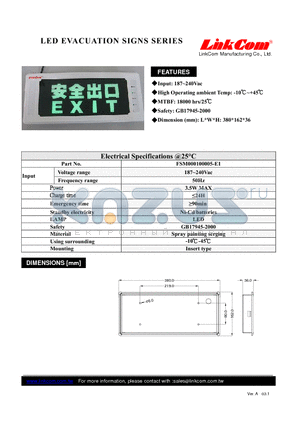 FSM000100005-E1 datasheet - LED EVACUATION SIGNS SERIES