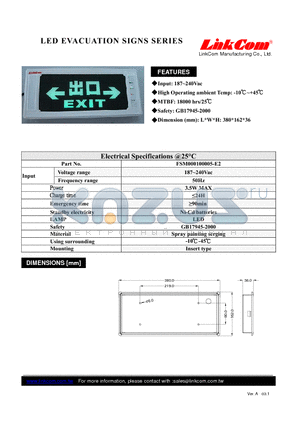 FSM000100005-E2 datasheet - LED EVACUATION SIGNS SERIES