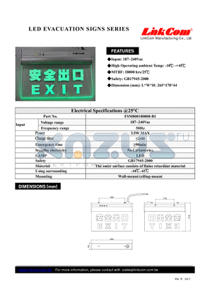 FSM000100008-B1 datasheet - LED EVACUATION SIGNS SERIES