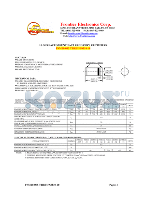 FSM10-10 datasheet - 1A SURFACE MOUNT FAST RECOVERY RECTIFIERS