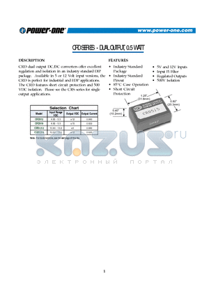CRS1215 datasheet - DUAL OUTPUT, 0.5 WATT