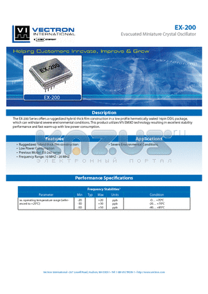 EX-2000-EEE-308 datasheet - Evacuated Miniature Crystal Oscillator