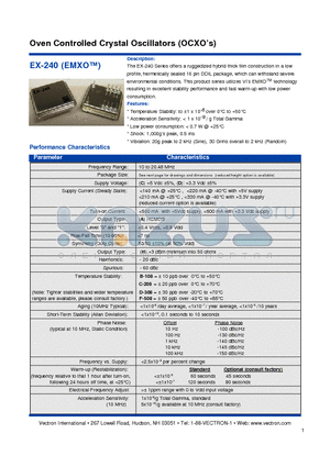 EX-240-DAD-308A-10.000 datasheet - Oven Controlled Crystal Oscillators (OCXOs)