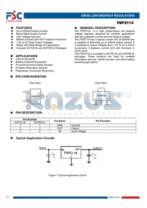 FSP2114C36AD datasheet - CMOS LOW DROPOUT REGULATORS