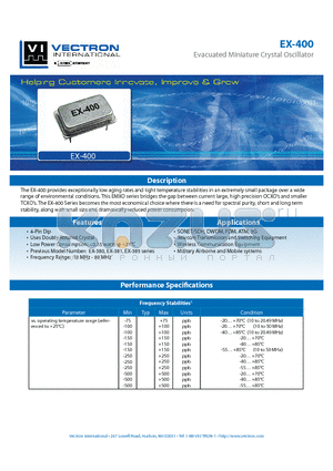 EX-4000-DAA-157 datasheet - Evacuated Miniature Crystal Oscillator