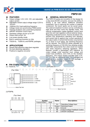 FSP3122K50AE datasheet - 150KHZ 3A PWM BUCK DC/DC CONVERTER