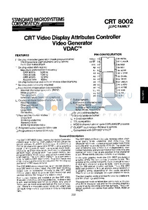 CRT8002B datasheet - CRT VIDEO DISPLAY ATTRIBUTES CONTROLLER VIDEO GENERATOR VDAC
