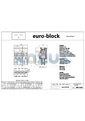 CRV-5.08-L datasheet - Standard : UL - IEC  300V - 320V 15A - 10A