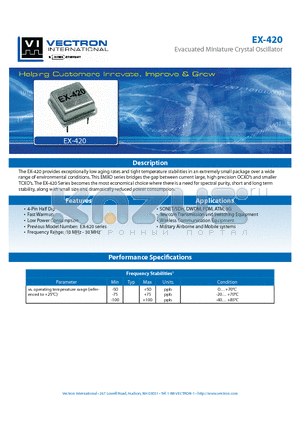 EX-4200-DET-147 datasheet - Evacuated Miniature Crystal Oscillator