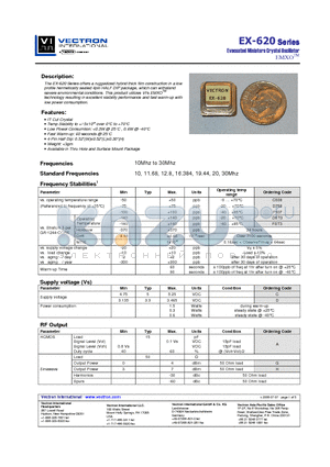 EX-620-CAD-758A-12.8000 datasheet - Evacuated Miniature Crystal Oscillator