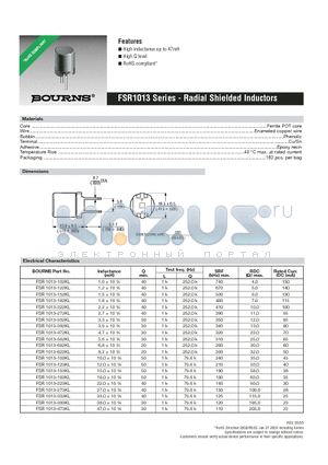 FSR1013-272KL datasheet - Radial Shielded Inductors