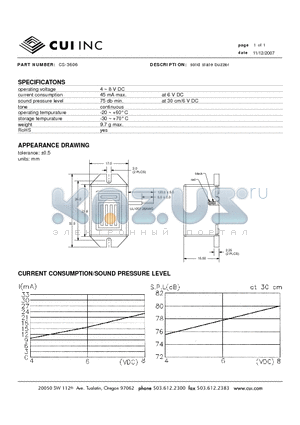 CS-3606 datasheet - solid state buzzer