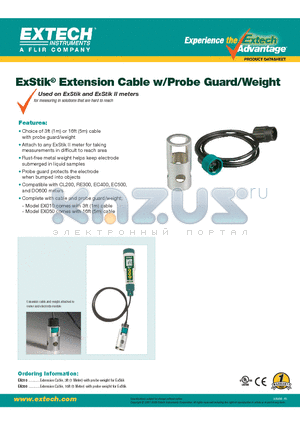 EX050 datasheet - ExStik Extension Cable w/Probe Guard/Weight