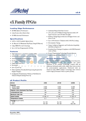 EX128-FCS128I datasheet - eX Family FPGAs