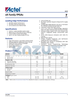 EX128-PCS100I datasheet - eX Family FPGAs