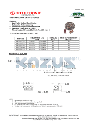 DR355-2-183 datasheet - SMD INDUCTOR