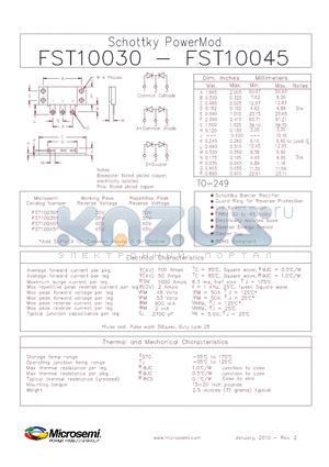 FST10030 datasheet - Schottky PowerMod